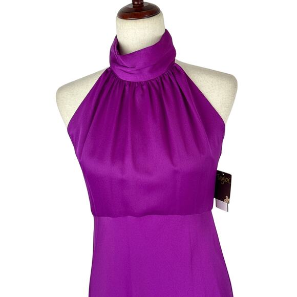 TAYLOR STRETCH SATIN HIGH NECK MAXI DRESS IN PILLOW PURPLE NWT WOMEN'S SIZE 4P - Picture 5 of 16